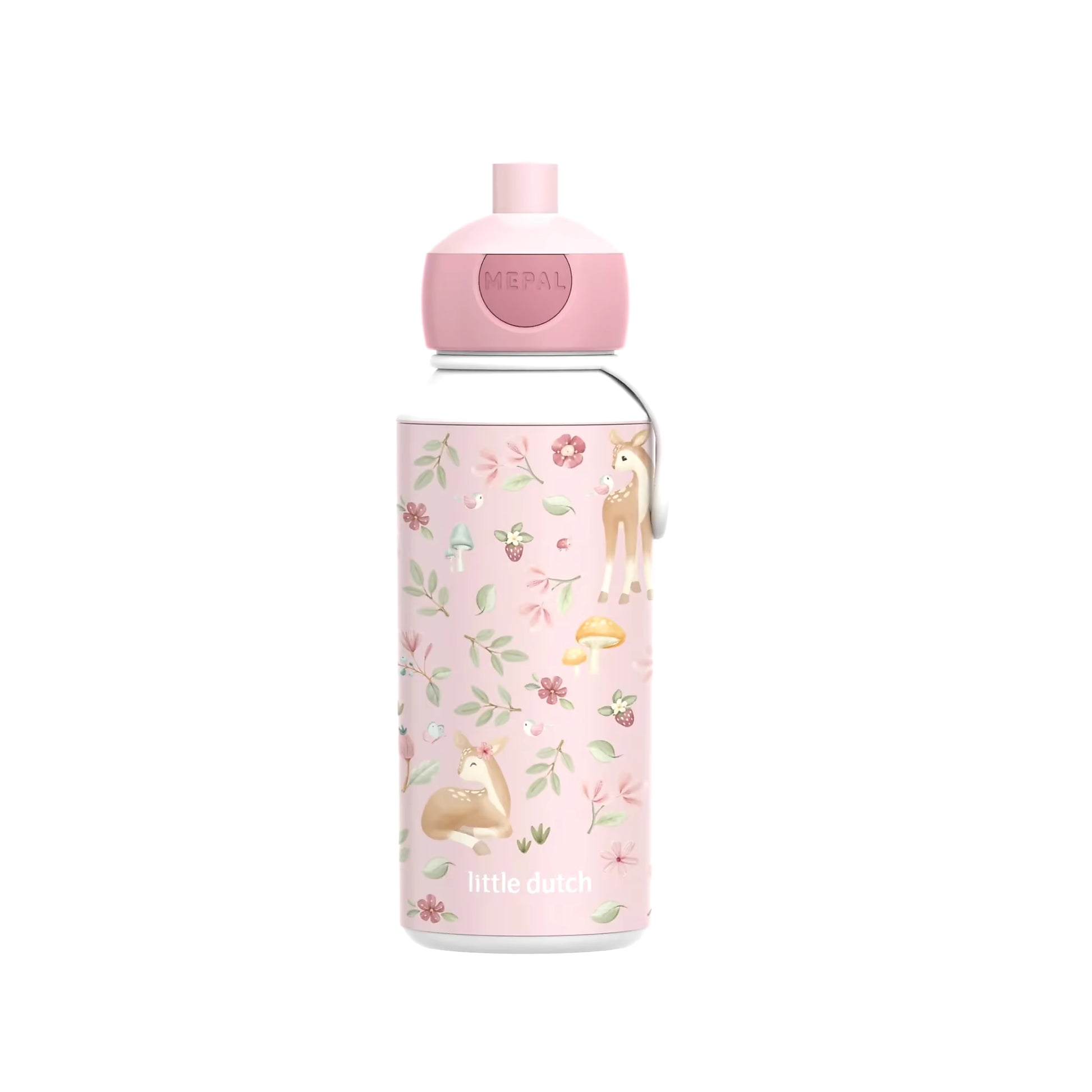 Little Dutch drinkfles 400ml Fairy Garden, Mepal drinkbeker in roze met bosdieren, ideaal voor school en onderweg.
