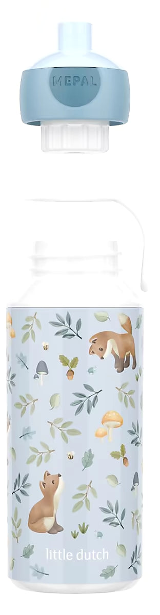 Little Dutch drinkfles Mepal Campus 400ml Forest Friends met blauwe dop en dierenprint voor kinderen