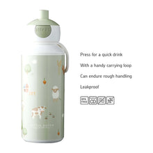 Little Dutch drinkfles Mepal Campus 400 ML met tekst over lekvrij en BPA-vrij design, stevig voor dagelijks gebruik.