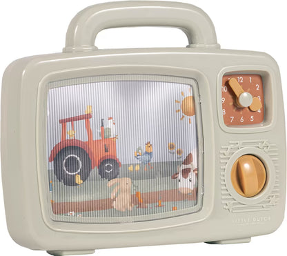 Little Dutch Farm Muziek TV met tractor en dieren, sensorisch speelgoed voor peuters vanaf 12 maanden.