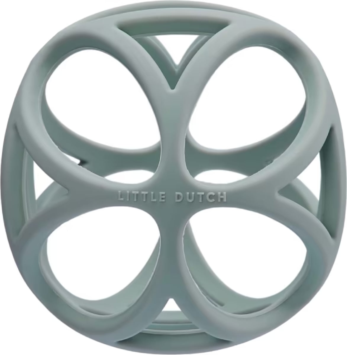 Little Dutch Grijpbal blauw van zacht siliconen, ideaal baby speelgoed voor grijpen en spelen vanaf 4 maanden.