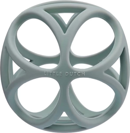 Little Dutch Grijpbal blauw van zacht siliconen, ideaal baby speelgoed voor grijpen en spelen vanaf 4 maanden.
