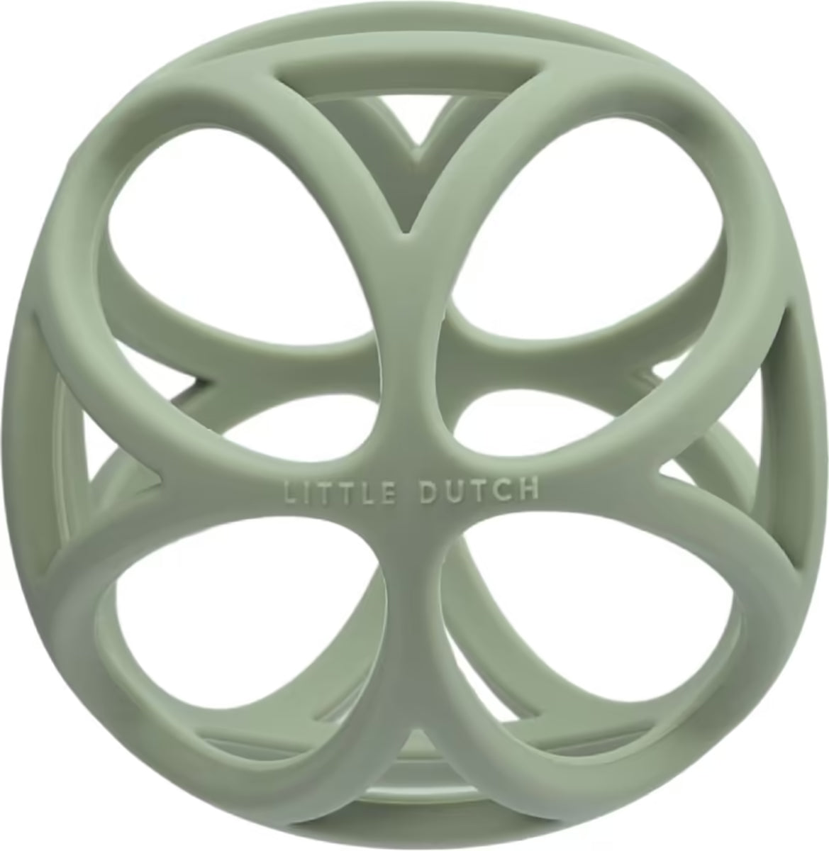 Little Dutch Grijpbal Groen van flexibel siliconen, licht babyspeelgoed en handige bijtring baby vanaf 4 maanden.