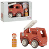 Little Dutch houten brandweerwagen met pegdoll in verpakking, ideaal als duurzaam baby cadeau.