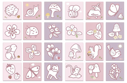 Little Dutch kleurplaat Fairy Garden overzicht met kleurplaten dieren, bloemen en vlinders in zachte tinten