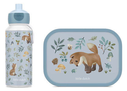 Little Dutch lunchset Forest Friends met broodtrommel Little Dutch en drinkfles kind, vrolijke Mepal lunchbox voor school.