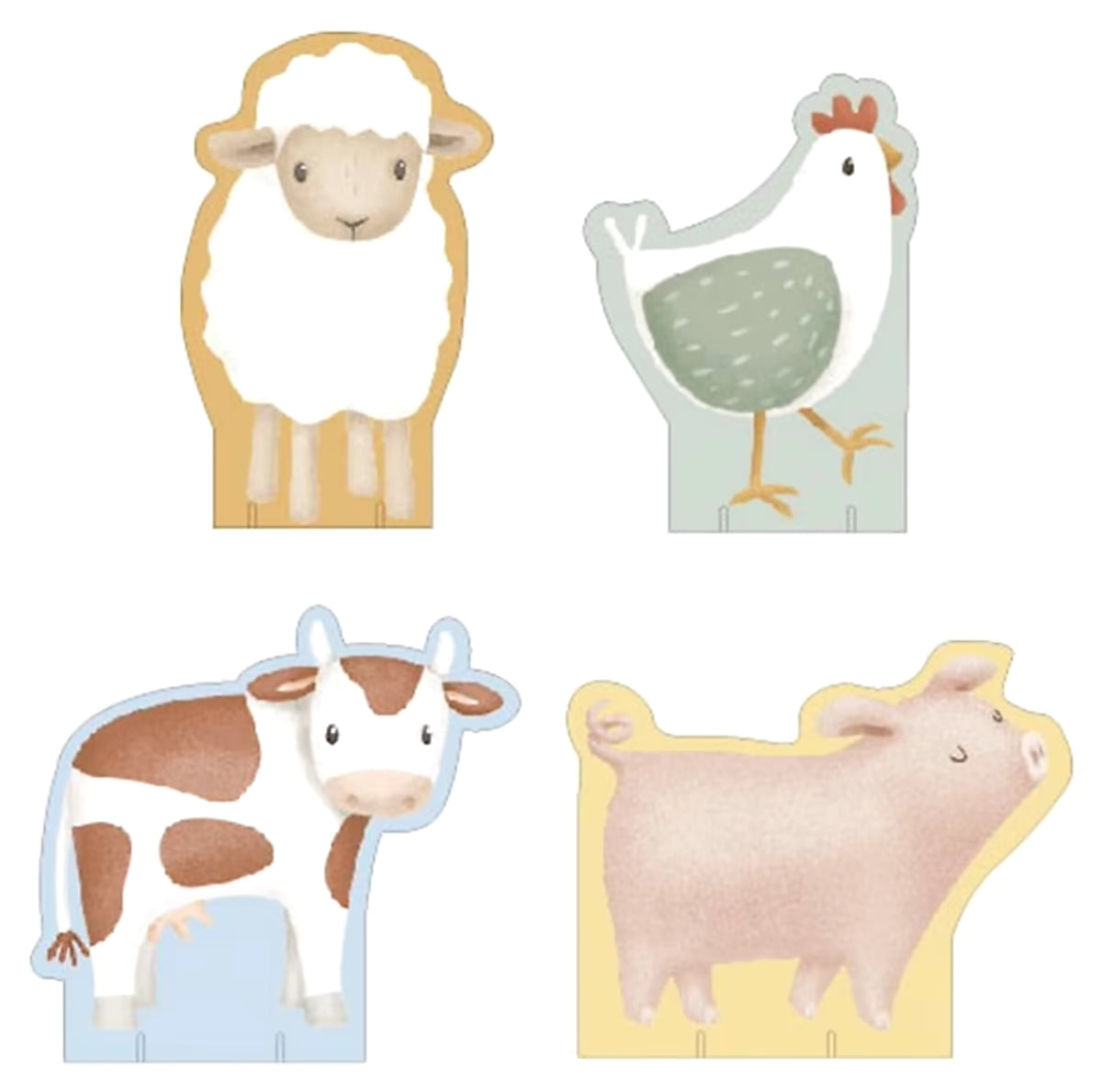 Little Dutch pompom Little Farm dierenkaarten van koe, kip, schaap en varken voor creatieve knutsel ideeën.