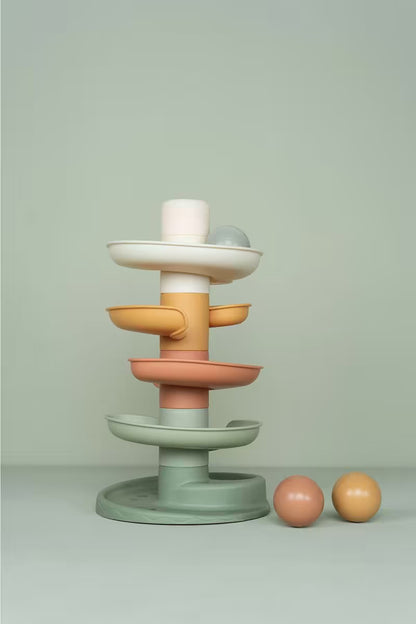 Little Dutch Spiraaltoren in pastelkleuren met drie ballen, duurzaam baby speelgoed geschikt vanaf 10 maanden.
