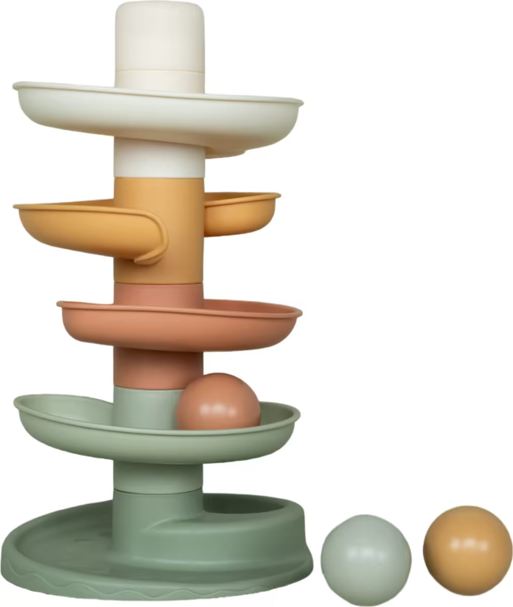 Little Dutch Spiraaltoren ballenbaan met drie ballen in zachte kleuren, leuk baby speelgoed en cadeau 1 jaar.