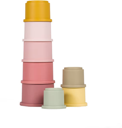 Gestapelde Little Dutch Stapelbekers - Roze, ideaal baby cadeau voor leren stapelen, bouwen en ontdekken.