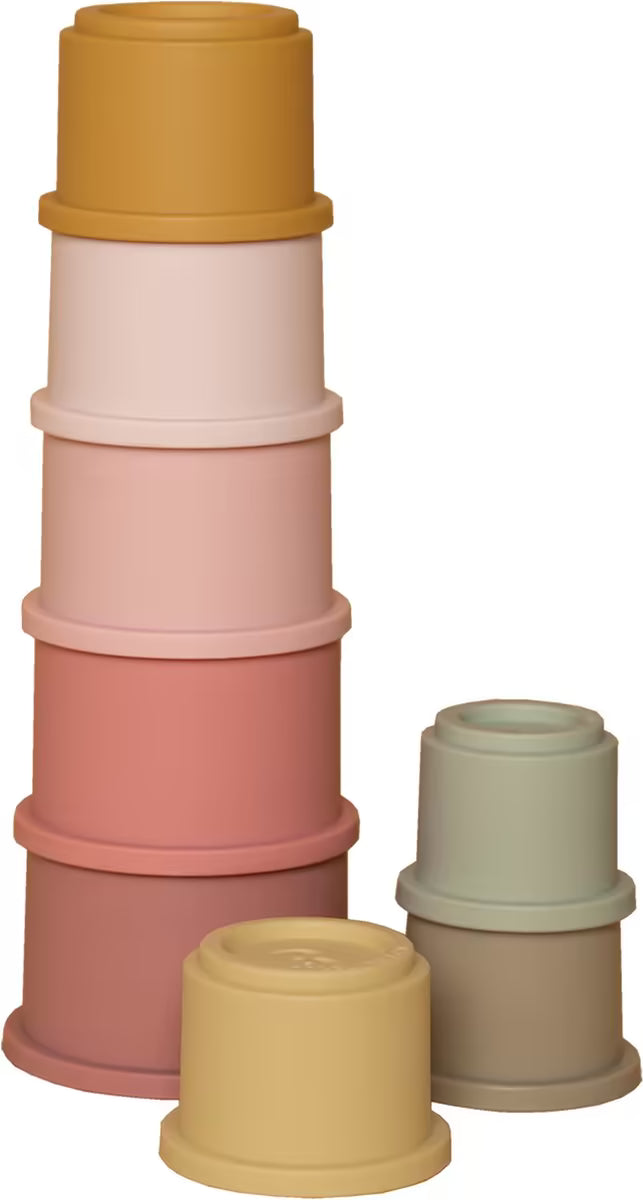 Little Dutch Stapelbekers - Roze set met meerdere formaten, perfect educatief speelgoed om te stapelen en sorteren.
