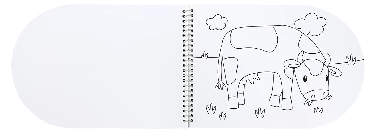 Little Dutch verfboek kleurplaat van koe uit Little Farm thema, leuk knutsel idee en creatieve activiteit voor peuters.