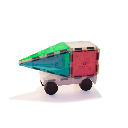 Magnetic magna tiles auto detail foto kleurrijke magnetische tegels met wielen voor kinderen