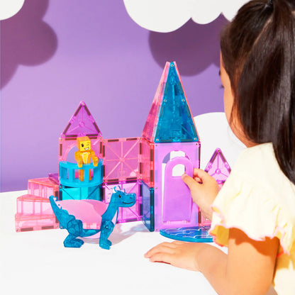 Magnetic magna tiles Castle kind bouwt kleurrijk kasteel met 25 magnetische tegels en draak