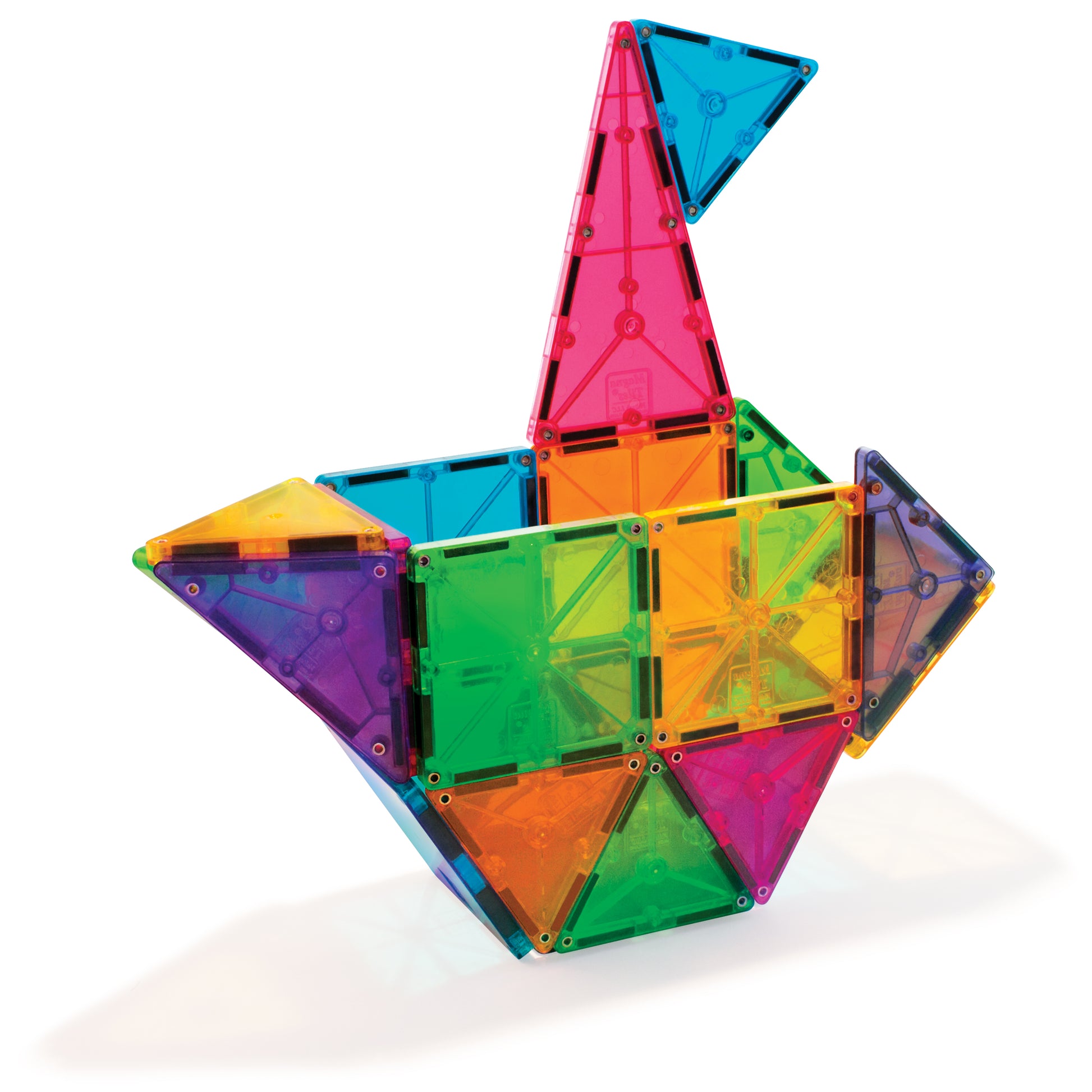 Creatieve constructie magnetic magna tiles classic 32 stuks boot vorm met vierkanten en driehoeken
