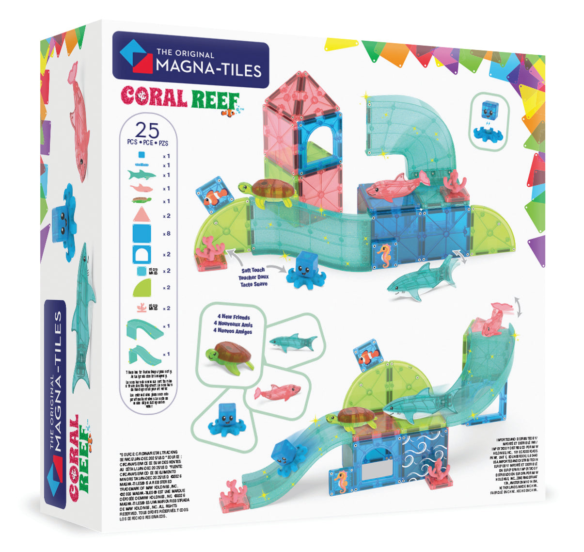 Magnetic magna tiles Coral Reef achterzijde doos met alle 25 magnetische onderdelen en zeedieren