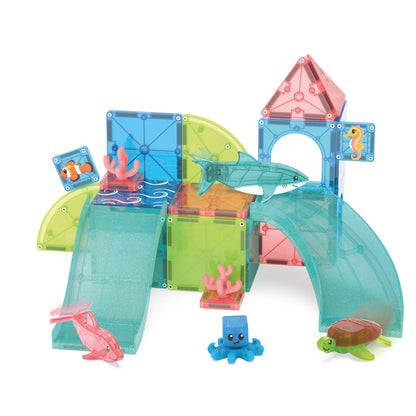 Magnetic magna tiles Coral Reef compleet met magnetische haai, dolfijn, schildpad en octopus detail