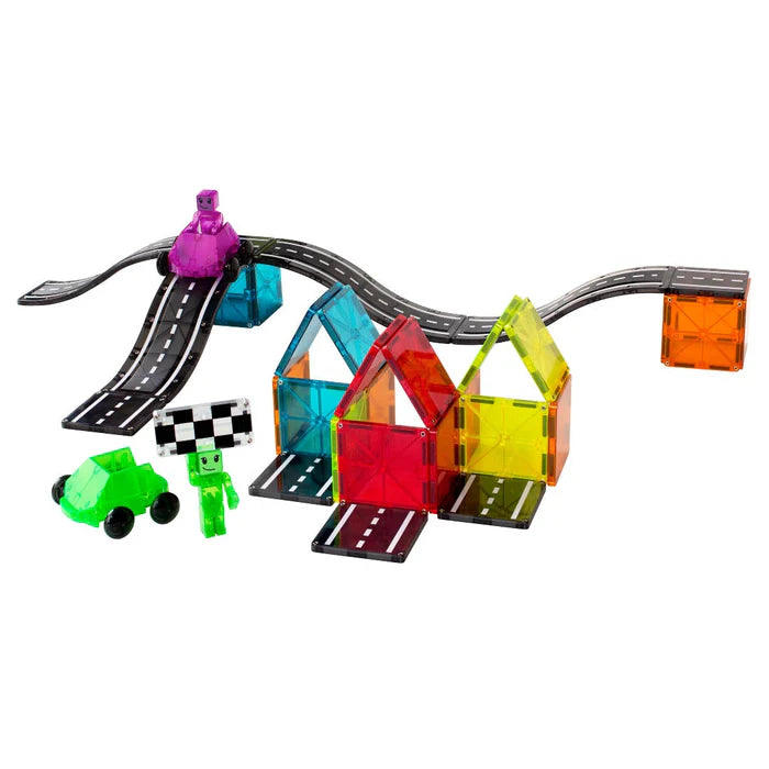 Magnetic magna tiles Downhill Duo complete set met 40 magnetische tegels en race elementen
