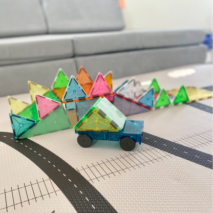 Magnetic magna tiles Grand Prix speelmat circuit met 50 magnetische tegels race auto kinderkamer