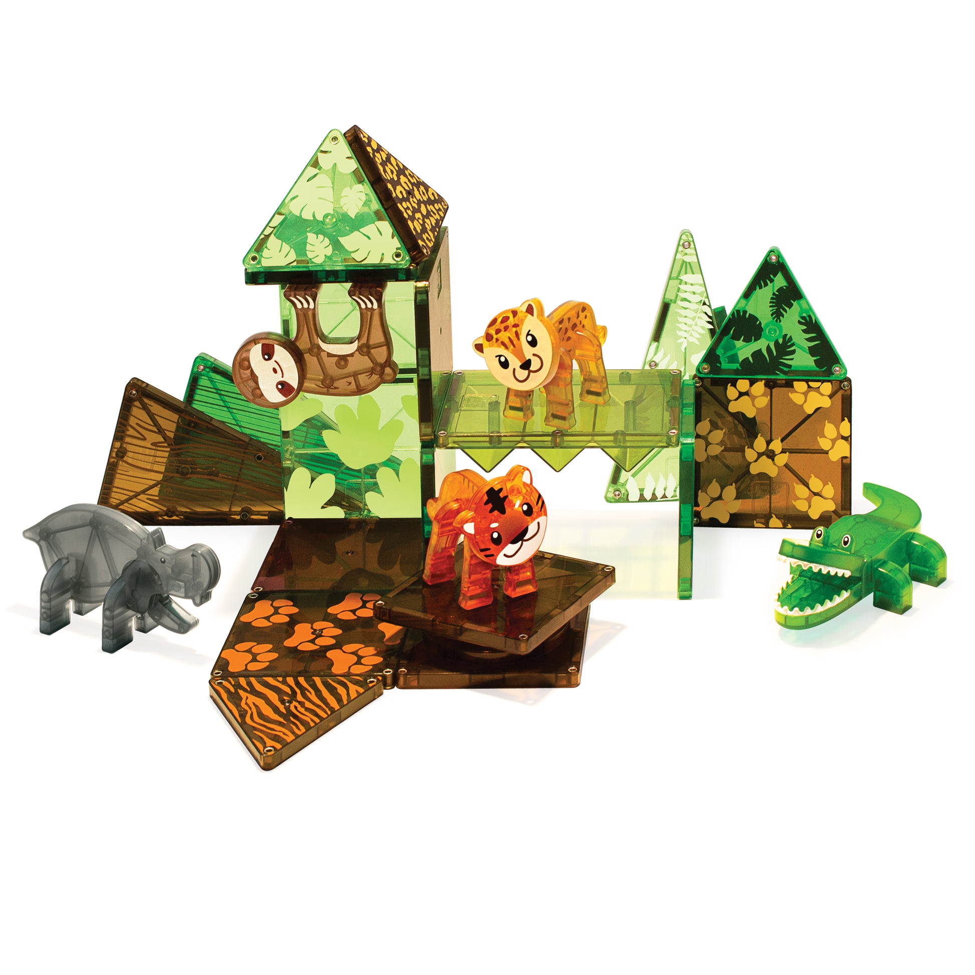 Magnetic magna tiles Jungle Animals complete set met alle 25 magnetische tegels en jungle dierenfiguren