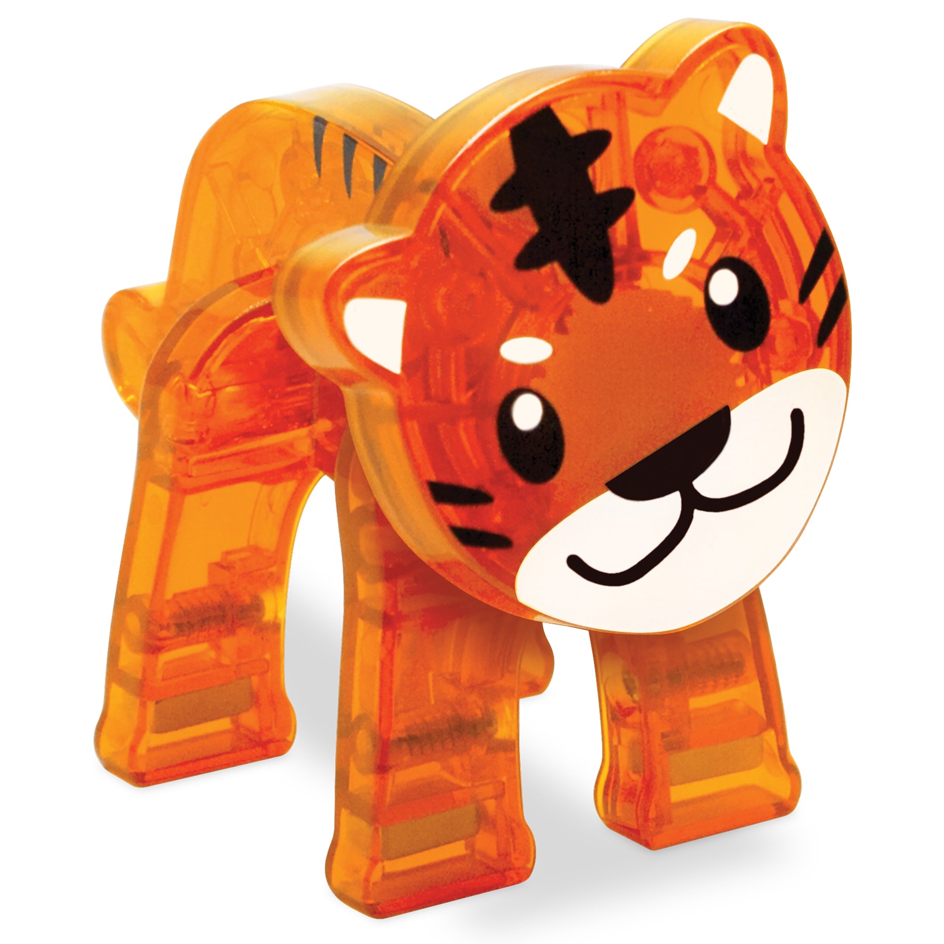 Magnetic magna tiles Jungle Animals tijger figuur detail in oranje doorzichtig magnetisch speelgoed