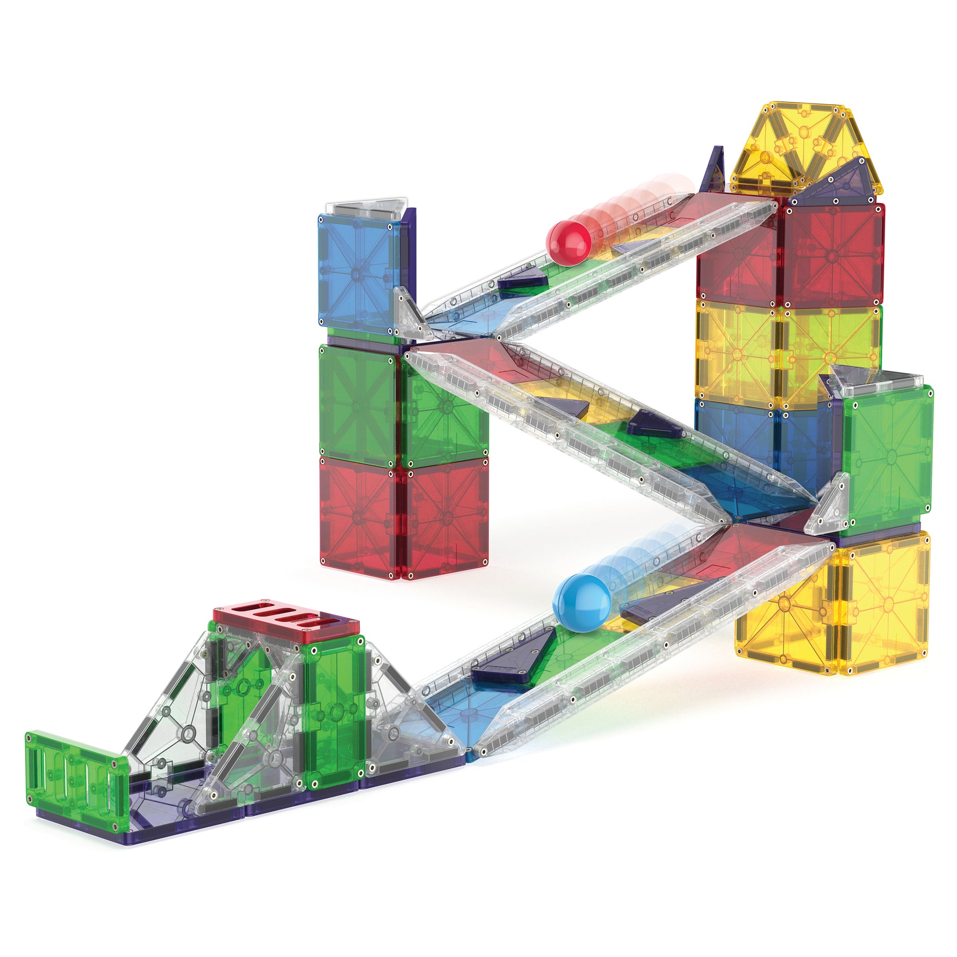 Magnetic magna tiles knikkerbaan complete constructie met 90 magnetische tegels en kleurrijke knikkers
