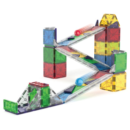 Magnetic magna tiles knikkerbaan complete constructie met 90 magnetische tegels en kleurrijke knikkers