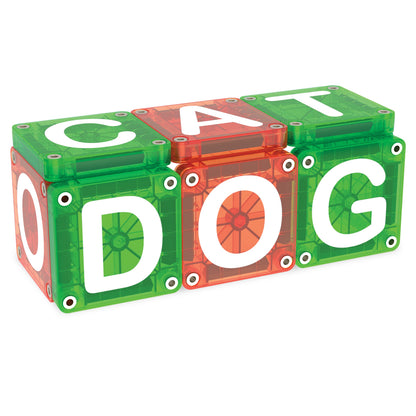 Magna Tiles microMAGS DOG woord constructie magnetische tegels groen oranje educatief