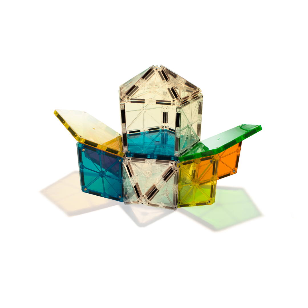 Magnetic magna tiles MicroMags creatieve constructie met polygons expansion set in geel blauw oranje groen