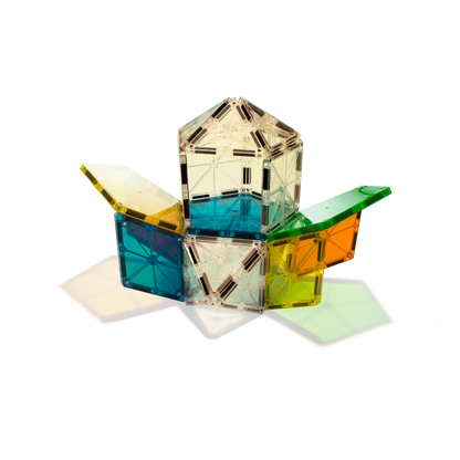Magnetic magna tiles MicroMags creatieve constructie met polygons expansion set in geel blauw oranje groen