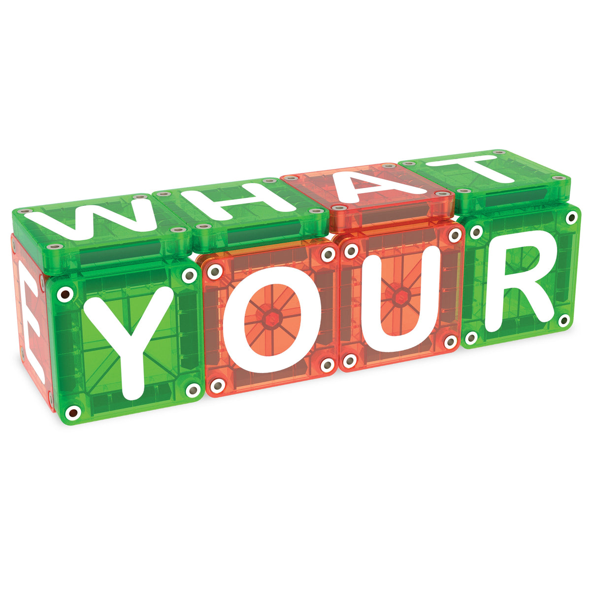 Magna Tiles microMAGS magnetische tegels vorm YOUR groen oranje letters educatief cadeau