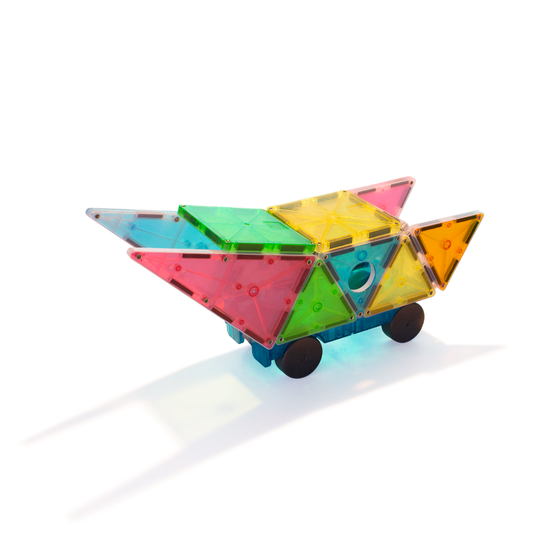 Magnetic magna tiles race auto zijaanzicht kleurrijk magneet speelgoed met wielen voor peuters