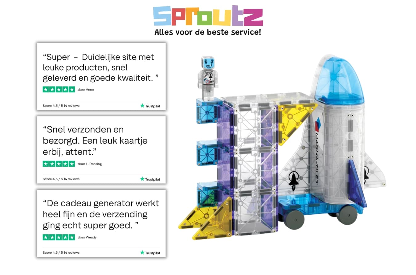Magnetic magna tiles Space 32 magnetische tegels raket en Sproutz klantenreviews Trustpilot weergave
