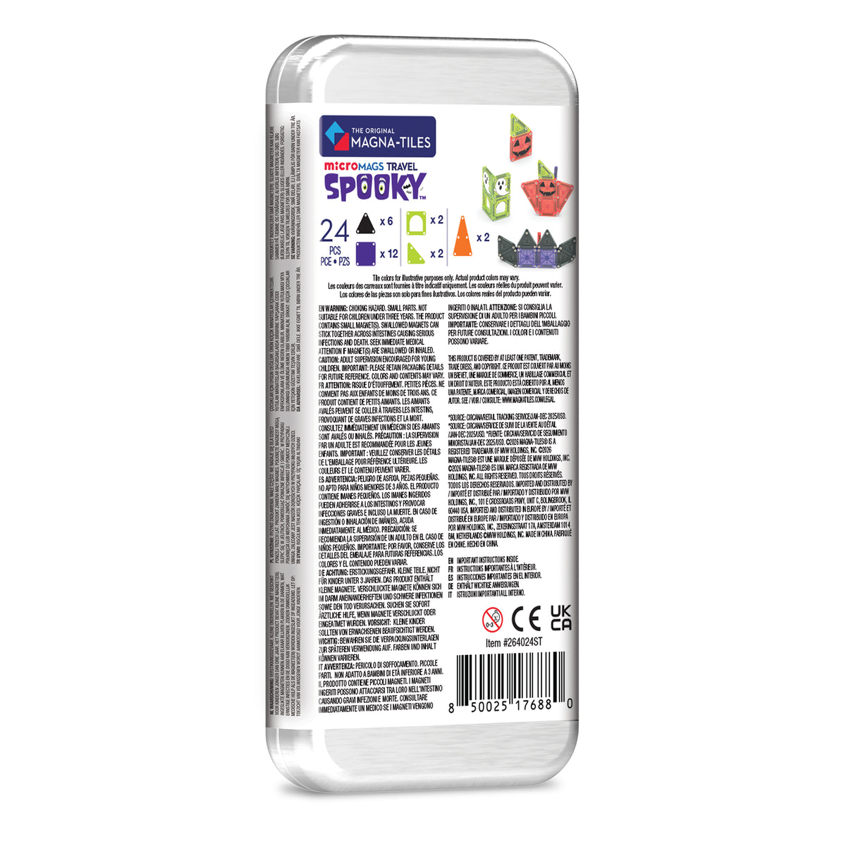 Magnetic Magna Tiles Spooky Travel Set achterzijde verpakking met productinformatie en barcode