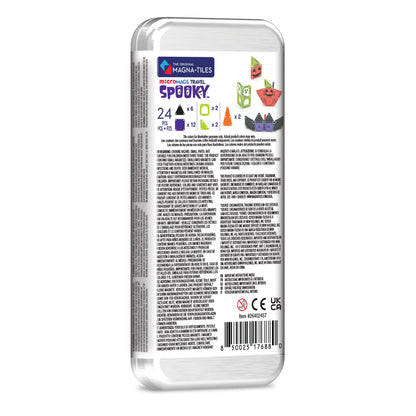 Magnetic Magna Tiles Spooky Travel Set achterzijde verpakking met productinformatie en barcode