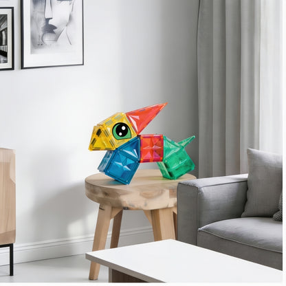 Magneet speelgoed papegaai figuur gemaakt van kleurrijke Coblo magnetisch bouwspeelgoed