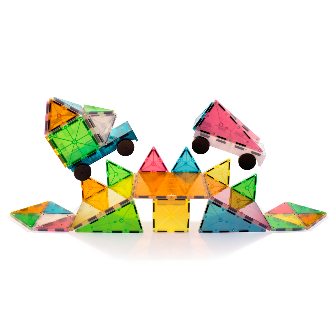 Magnetic magna tiles 50 stuks kleurrijke magnetische tegels met wielen voor race creaties