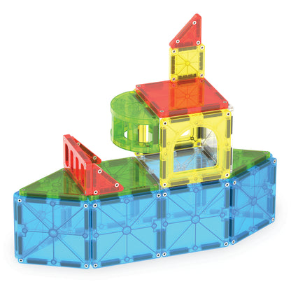 Magnetic magna tiles boot constructie met 110 magnetische tegels in blauw, geel, rood en groen