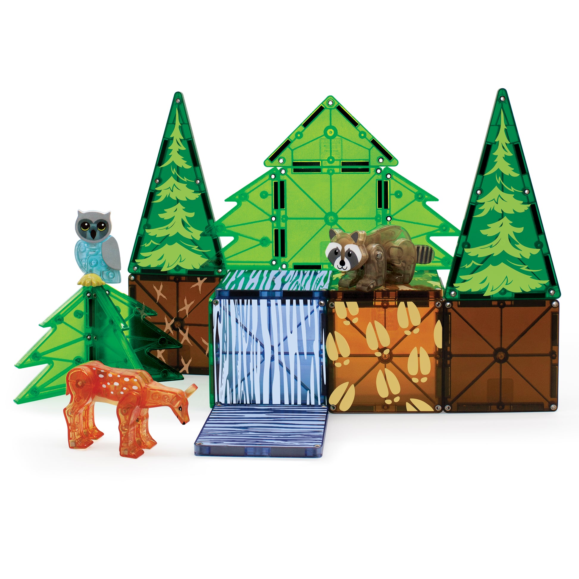 Magnetic magna tiles Forest Animals boshut met 25 magnetische tegels hert beer wasbeer en uil