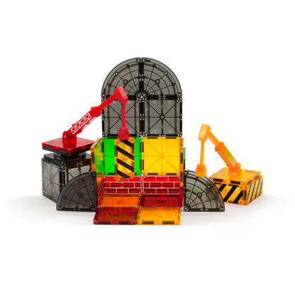 Magnetic magna tiles Builder creatieve constructie met kranen, 32 magnetische tegels en tunnel elementen