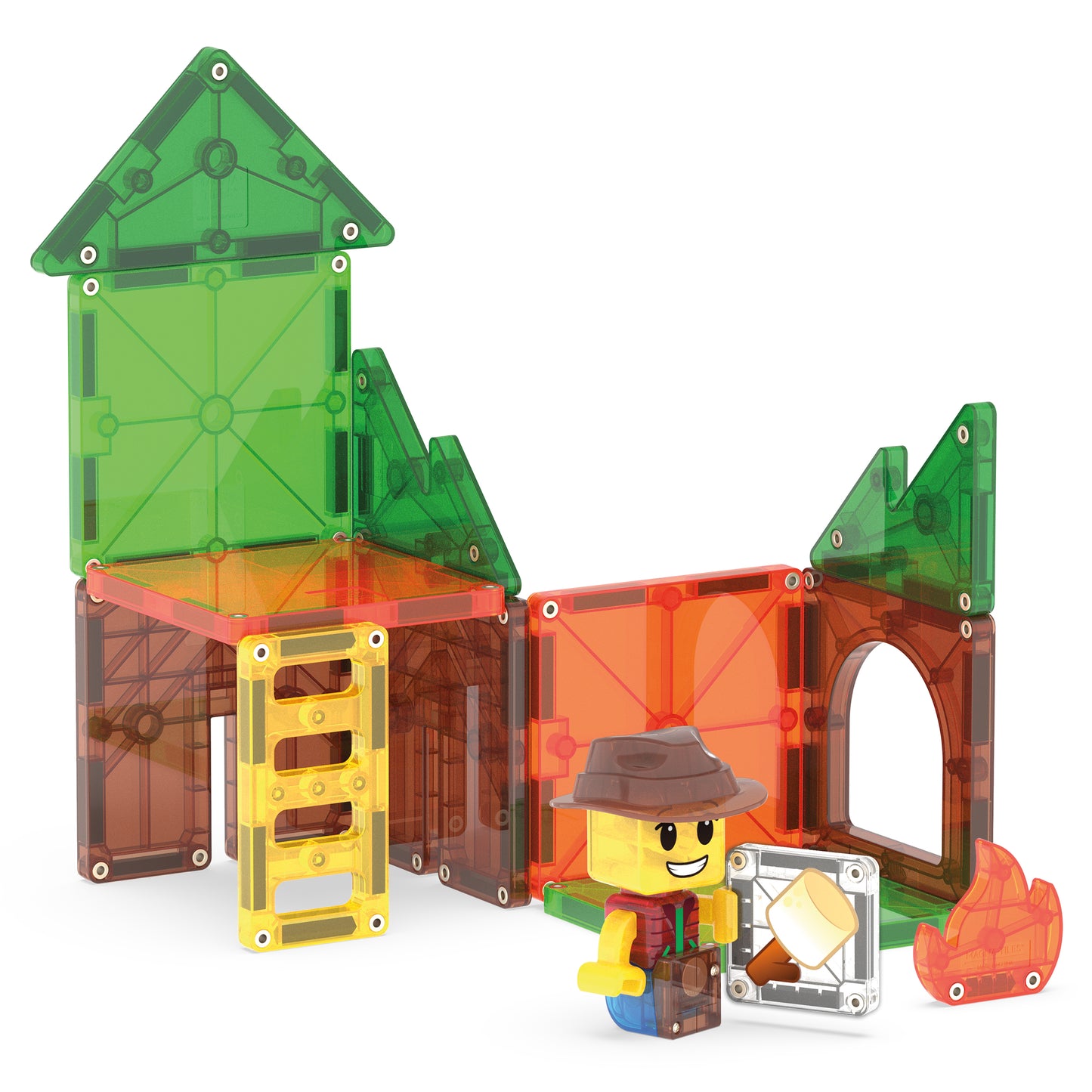 Magnetic magna tiles Camp Out uitgebreide bouwconstructie met boomhut, tent en MicroMags figuurtje