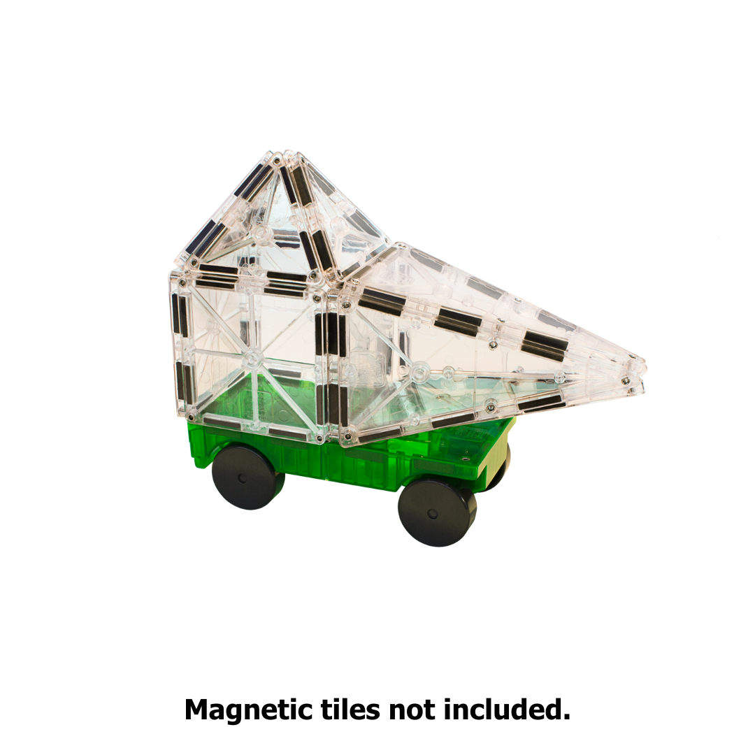 Magnetic magna tiles Cars Set groene auto met creatieve uitbouw van transparante magnetische tegels bouwvoorbeeld