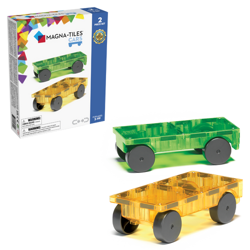 Magna-Tiles Cars set Groen & Geel - 2 magnetische tegels