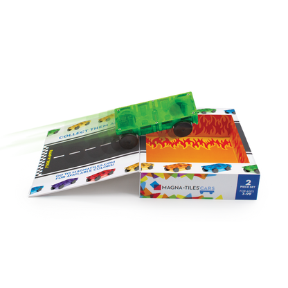 Magnetic magna tiles Cars Set groene auto met uitgevouwen verpakking en folder 'collect them all'