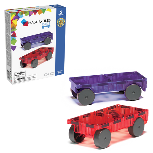 Magna-Tiles Cars set Paars en Rood - 2 magnetische tegels