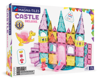 Magnetic magna tiles CASTLE DXL voorkant verpakking met kleurrijk kasteel van 48 magnetische tegels