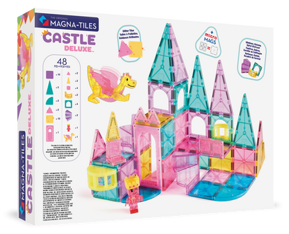 Magnetic magna tiles CASTLE DXL achterzijde verpakking met 48 magnetische tegels inhoud overzicht