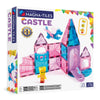 Magnetic magna tiles Castle voorkant verpakking met 25 magnetische tegels in roze, blauw en paars
