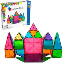 Classic set van 32 magnetische bouwstenen van Magnetic Magna Tiles in heldere kleuren, perfect magnetisch speelgoed voor kinderen.
