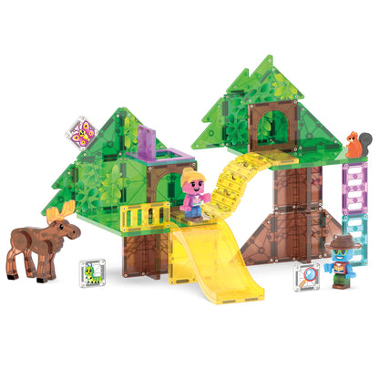 Magnetic magna tiles complete boomhut set met hangbrug, glijbaan en 42 magnetische onderdelen